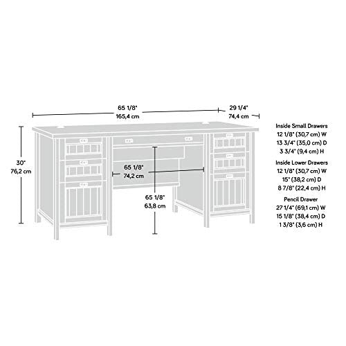 Sauder Costa Office Desk with Drawers, Executive Desk with File Drawer Storage, in Chalked Chestnut