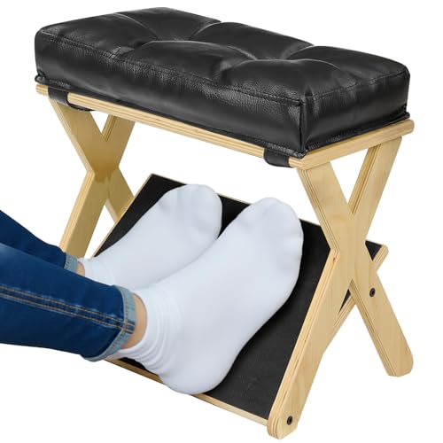 HOMELYSTBO Foot Rest Under Desk at Work, Under Desk Footrest with Double Step Wooden Ergonomic Design, Non-Slip EVA Surface, Office Foot Stool for Posture Support, Leg Relief, Home Office & Gaming