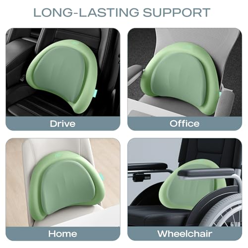 Skechers Lumbar Pillow Premium Memory Foam, Double-Layer-Office Chair Cushion for Tailbone Pain Relief,Butt Pillow for Office Chair,Car seat Cushion,Long Sitting Office Workers,and Car Drivers,Green