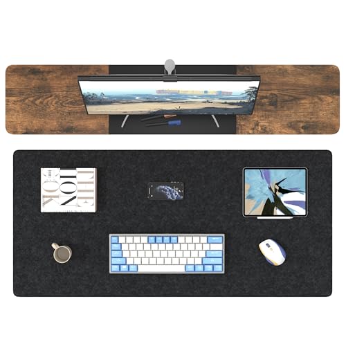 DAWNTREES Large Felt Desk Mat, 40''x16'' Full Keyboard and Mouse Pad for Office and Home, Computer Desk Mat for Desktop, Non-Slip Felt Desk Pad Protector