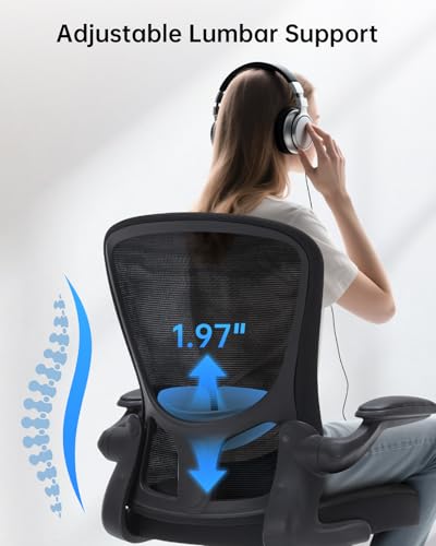 Drafting Chair Tall Office Chair with Flip-up Arms Adjustable Height Standing Desk Chair with Lumbar Support and Footrest Ring Ergonomic Executive Computer Chair Swivel Drafting Stool for Work/Drawing