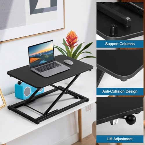 ADQZYWT Height Adjustable Standing Desk Converter, Keyboard Riser for Stand Up Desk Riser, Computer Keyboard Stand for Desktop, Ergonomic Sit Stand Computer Workstations Black Size 23.6 Inch