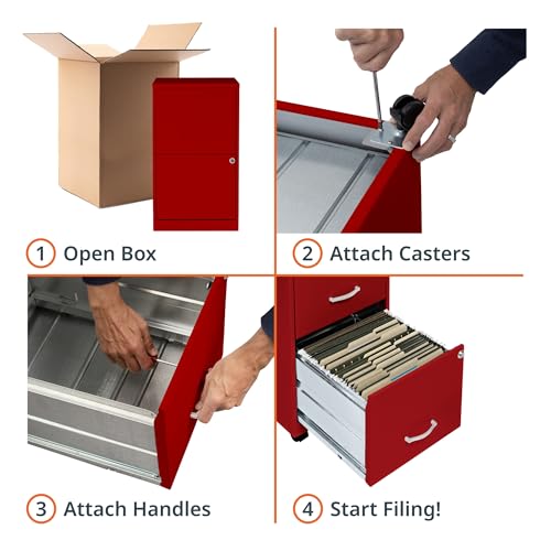 Lorell LYS SOHO File/File Mobile File Cabinet, Red