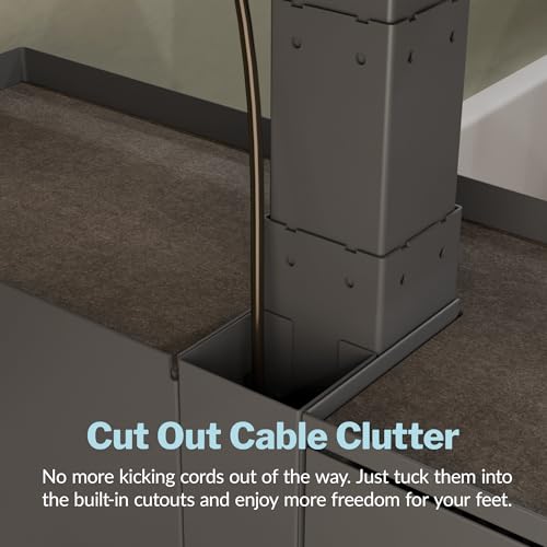 Vari Standing Desk Cubbies – Under-Desk Storage Organizer with PET Felt-Lined Shelves, Drawer, Hook & Cable Management – Tool-Free Installation Electric Standing Desks (Slate)