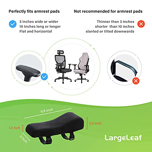 LargeLeaf Chair Ergonomic Armrest Pads Elbow Pillow Pressure Relief Office Chair Gaming Chair armrest with Memory Foam armrest Pads 2-Piece Set of Chair (Black_Velvet)