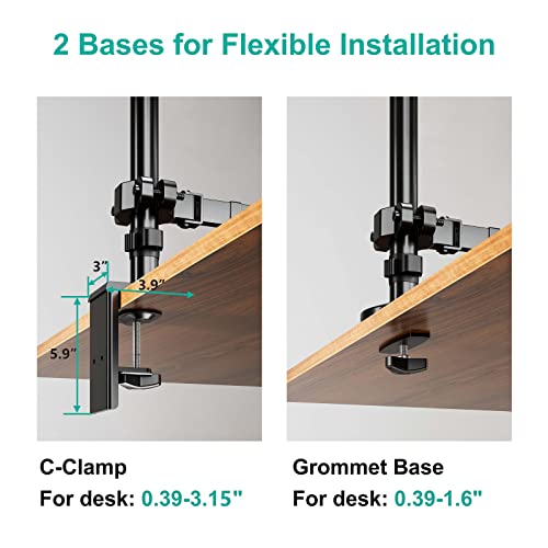 WALI Monitor and Laptop Mount, Dual Monitor Stand with Laptop Tray Fit Computer Screens up to 32”, Laptop Desk Mount with Notebook up to 17”