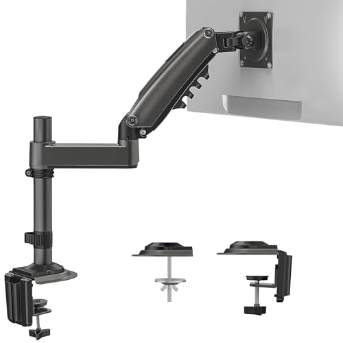 HUANUO Single Monitor Arm, Adjustable Desk Mount for 13-34 inch Screens, Holds 19.8lbs, 22.44 inch Max Height, Full Motion Swivel Gaming Monitor Stand with VESA 75x75mm and 100x100mm Compatibility