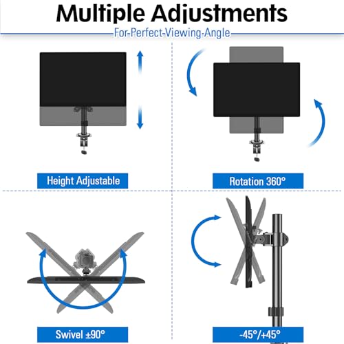 MOUNTUP Single Monitor Mount, Adjustable Monitor Stand for Max 32 Inch Flat Curved Computer Screen, Monitors Arm Desk Mount Fit VESA 75x75& 100x100, up to 17.6lbs, with C-Clamp and Grommet Base, Black