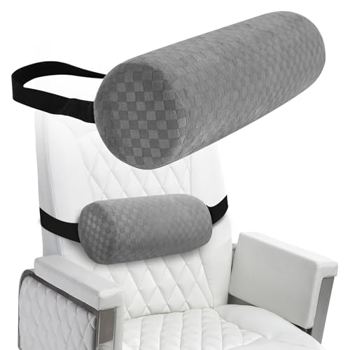 Lumbar Roll Pillow for Lower Back, Lumbar Support Foam Roll Cushion with Pillowcase and Upgraded Strap for Office, Chair, Car, Seat Pain Relief & Improving Posture (Light Grey, Short-11*4.3'')