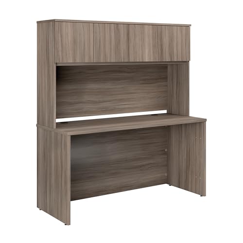 Sauder OfficeWorks Affirm 60" Desk & 60" Hutch, Hudson Elm Finish