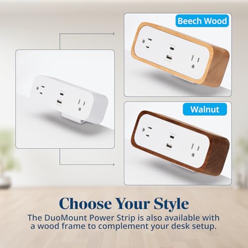 UPLIFT DESK DuoMount Desk Clamp Power Strip – USB-C & USB-A Charging Desk Power Strips with 10ft Cord, Edge Mount Hub for Home Office and Gaming Accessories (White, Beech Wood)