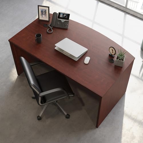 OfficeWorks by Sauder Affirm 60'' Bow Front Desk Shell, L: 59.06'' x W: 34.25'' x H: 29.29'', Classic Cherry Finish