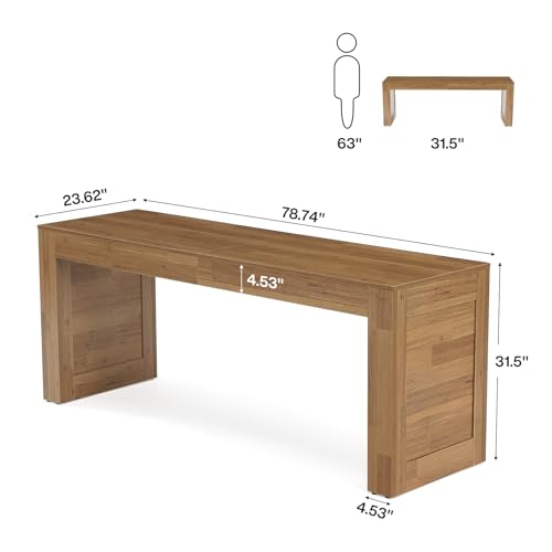 Tribesigns Two Person Desk, 78.7-Inch Extra Long Desk, Farmhouse Double Computer Table, Large Writing Gaming Workstation for Home Office, Brown