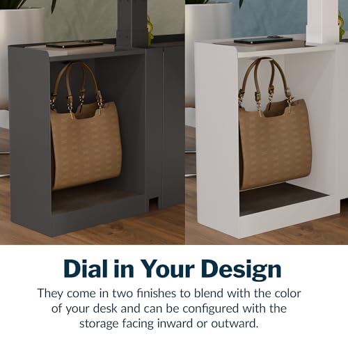 Vari Standing Desk Cubbies – Under-Desk Storage Organizer with PET Felt-Lined Shelves, Drawer, Hook & Cable Management – Tool-Free Installation Electric Standing Desks (Slate)