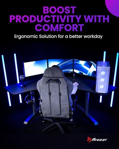 Arozzi Arena Angelo Gaming Desk with Storage - 88.6x28” Corner Desk - Curved Design Table, Fits 3 Large Screens with Adjustable Height - Full-Surface Mousepad - Gunmetal
