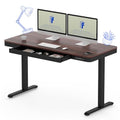 FLEXISPOT Comhar 55" Electric Standing Desk with Drawers, Quick Assembly Home Office Sit Stand Desk with Storage & USB Charging, Computer Workstation for Home Office (55" Wood, Dark Walnut/Black)