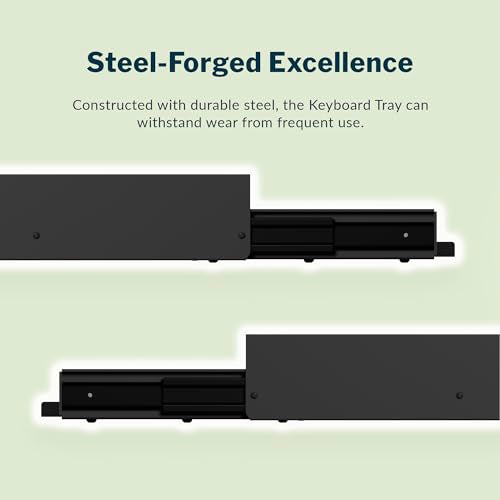 Vari Slide-Out Keyboard Tray – Ergonomic Under-Desk Pull-Out Shelf with Smooth-Glide 9.5" Access, Space-Saving Design, Fits Full-Size Keyboard & Mouse, Easy Install + VariDesk Compatible (Black)