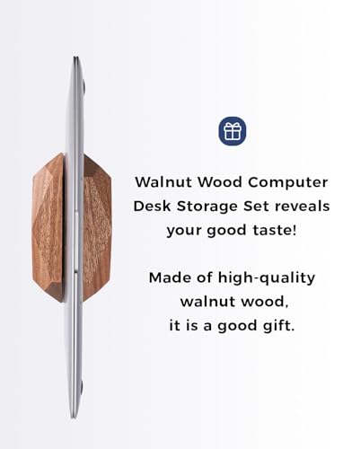 Nuvograin Adjustable Vertical Laptop Stand, MacBook Holder with Wood, Wooden Laptop Stand, Vertical Laptop Holder for Desk, Width Adjustable Dock Fits All MacBook/Surface Pro