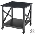 Fannova 2 Tier Large Printer Stand, 23.6 x 23.6 x 22.6 Inches Square Printer Table with Storage Shelf, Rolling Printer Cart with Industrial Wheels for Home Office, Mini Fridge Stand Table - Black