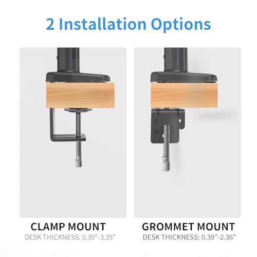 Single Monitor Stand for 13 to 32 inch Screens, Gas Spring Monitor Arm with Swivel, Tilt, Rotation, Height Adjustable, Desk Mount with C-Clamp and Grommet Base, Holds 4.4 to 19.8lbs Screen, Black