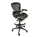 Herman Miller Aeron Drafting Stool Size B with After Market Drafting Ring, Aluminum
