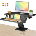 JYLH JOYSEEKER 28" Standing Desk Converter, Height Adjustable Clamp Desktop Riser with Keyboard Tray, Sit Stand Monitor Riser Workstation for Home Office, Magnets Inclued, Black
