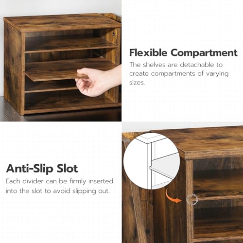 HOOBRO Mail Sorter, Literature Organizer with Adjustable Shelves, Paper Organizer for Office, Home, Wood Countertop File Holders, Mails, Magazines, Rustic Brown FG41WF01