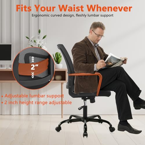 CLATINA Ergonomic Rolling Mesh Desk Chair with Executive Lumbar Support and Adjustable Swivel Design for Home Office Computer Black 8 Pack