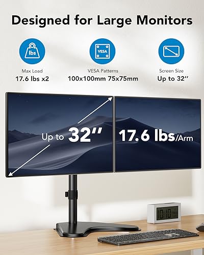 HUANUO 32 inches Dual Monitor Stand & HUANUO Electric Small Standing Desk