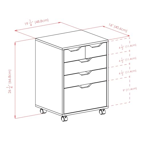 Winsome Halifax Mobile Storage Cabinet with 5 Drawers in Black, Stylish & Functional Home Storage Cabinet for Filing, Kitchen Organization, Moveable Furniture for Office, Dorms, Apartments