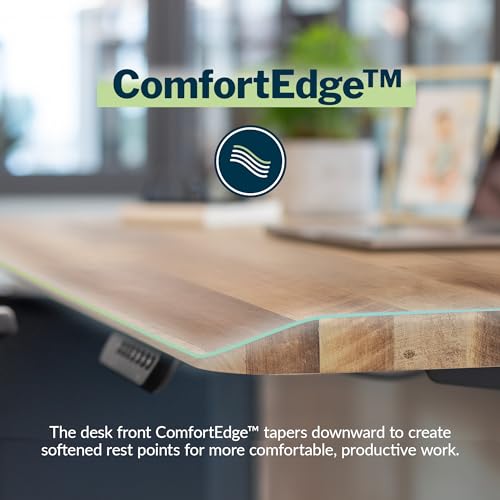 Vari ComfortEdge 60x30 Inch Adjustable Electric Standing Desk – Sit Stand VariDesk with Memory Presets, Sloped Edge, 200 LB Capacity + Tool-Free Assembly (Reclaimed Wood)