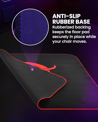 Arozzi Gaming & Office Chair Square Floor Pad with Anti-Slip Rubberized Grip for Noise-Dampening Comfort and Floor Protection - Black Red