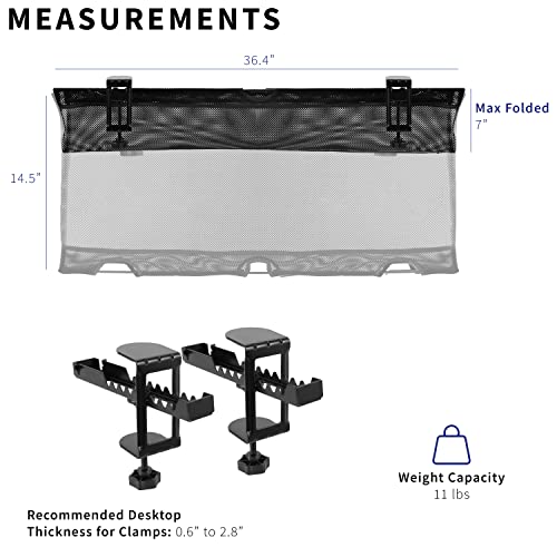 VIVO No Drill Clamp-on 36 inch Mesh Net Under Desk Cable Management Wire Organizer, Adjustable Home Office Standing Desk Cord Storage Sleeve, Black, DESK-AC36MH