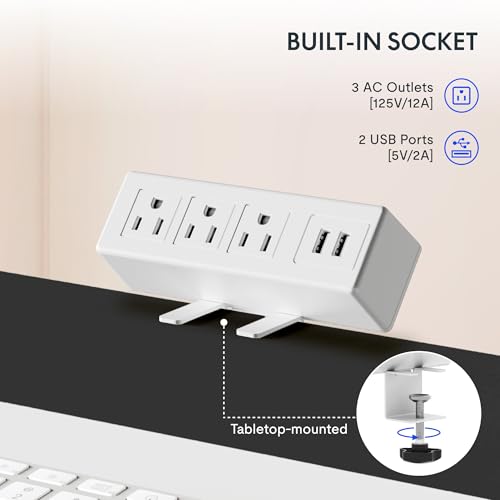 FLEXISPOT EN2 Whole-Piece Standing Desk with Clamp Power Strip, 55 x 28 Electric Stand Up Height Adjustable Desk with Cable Management (White Frame + 55" Maple Top, 2 Packages)