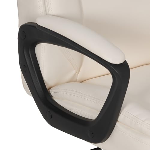 Amazon Basics Classic Puresoft PU Padded Mid-Back Office Chair with Armrest, Height Adjustable, Easy to Assemble, 26"D x 23.75"W x 42"H, Cream