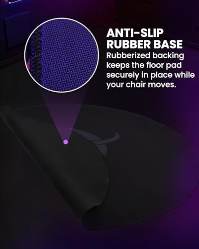 Arozzi Gaming & Office Chair Round Floor Pad with Anti-Slip Rubberized Grip for Noise-Dampening Comfort and Floor Protection - Black & Grey