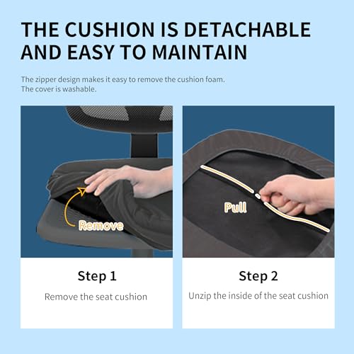 KSYEBT Small Office Desk Chair, Ergonomic Adjustable Home Office Swivel Chairs with Wheels, Comfy Mesh Rolling Computer Desk Task Armless Chair for Home, Bedroom, Study, Adults, Classic Black