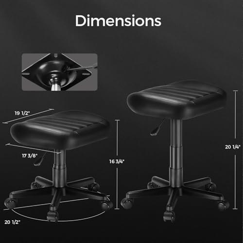 EUREKA ERGONOMIC Multi-Use Stool, Height Adjustable Swivel Rolling Stool Chair W Wheels, Ottoman Footrest for Gaming, Home Office, Black