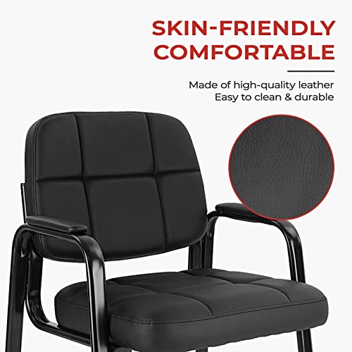 CLATINA Classic Reception Chair with Padded Armrests and Sled Base, Ergonomic Guest Chair for Office Conference Waiting Meeting Room, Black (4 Pack)
