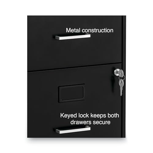 Alera Soho Vertical File Cabinet, 2 Drawers: File/File, Letter, Black, 14" X 18" X 24.1"