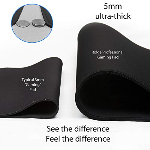 Traverse Ridge Gaming Mouse Pad (5mm) Extended 36 inch | 36x12x0.20 Extra Thick | Black | Stitched Edge, Large Washable Desk Mat