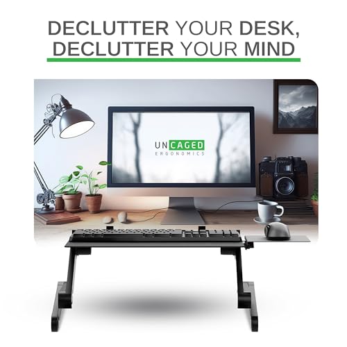 Uncaged Ergonomics WorkEZ Adjustable Computer Keyboard Stand for Desk, Keyboard & Mouse Riser, Ergonomic Portable Stand for Desktop, Computer Keypad Riser for Desk
