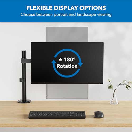 Mount-It! Single Monitor Arm Desk Mount for 17-32 Inch Screens, Holds up to 19.8 lbs, Full Motion Computer Monitor Stand, Steel, Clamp and Grommet Base, VESA 75x75 100x100, Cable Management, Black