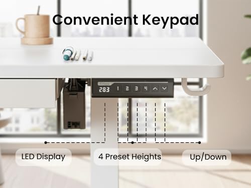 ErGear 48 x 24 inch Electric Standing Desk Adjustable Height with Drawers, 4 Memory Height Settings, Sit Stand Up Desk for Home Office & Computer Workstation, White