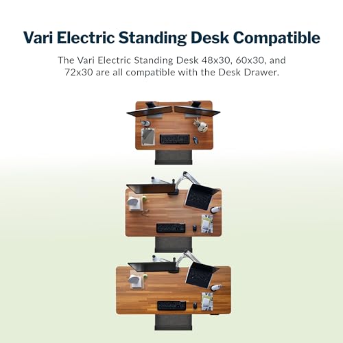 Vari Steel Under Desk Drawer - Slim Undermount Storage Organizer- Standing Desks Attachment- Versatile Placement Options, Efficient Workspace- Office Desk Accessory- (20.25" x 9.5" x 1.75")