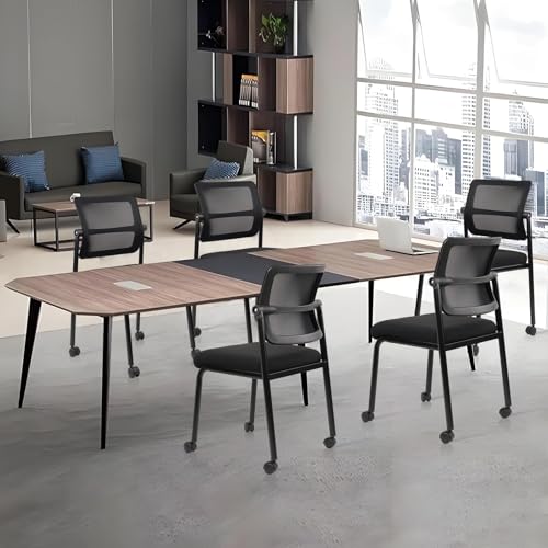 CLATINA 12PK Mesh Stacking Office Desk Chairs with Wheels, Portable Stackable Bulk Waiting Room Armless Chair with Adjustable Back & Fabric Seat for Guest Lobby Side School Church Conference Break