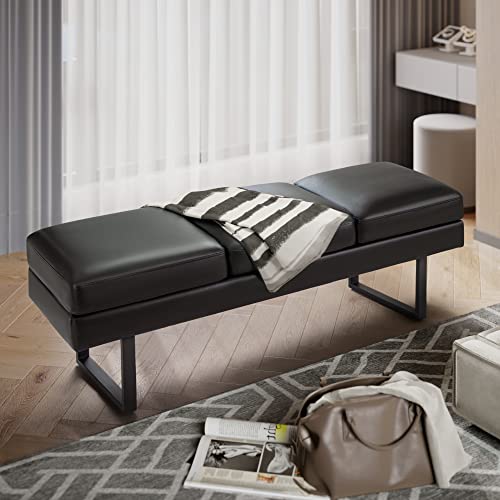 Furmax Waiting Room Chairs Faux Leather Office Guest Chair, 59.6 Inches Conference Room Chairs 3 Seats Upholstered Reception Bench, Lobby Furniture for Salon and Shop, Black