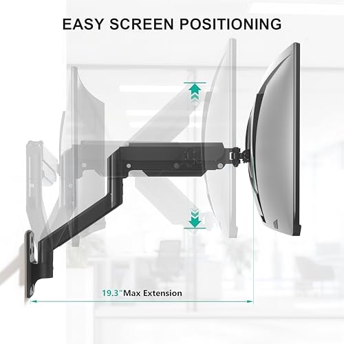 WALI Computer Monitor Wall Mount for 17 to 32 Inch Screens, Single Monitors Mount Holds up to 22lbs, Fully Adjustable Wall Mount Monitor Arm, 75x75/100x100mm VESA Mount (GSWM001), Black