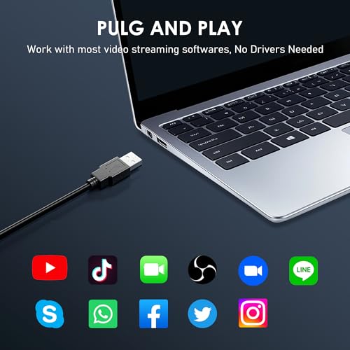 VIZOLINK 1080P Webcam with Built-in Microphone, W2N Web Cam, Privacy Cover, 75° FOV, Noise Cancellation, Plug & Play Web Camera for Computer, USB Webcam for Pc, Laptop, Desktop, Mac