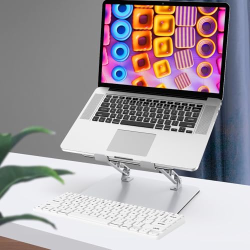 Gogoonike Laptop Stand for Desk, Adjustable Laptop Riser, Metal Foldable Computer Stand Holder Portable Notebook Mount, Ventilated Cooling Printer Stand Compatible with 10-15.6” Laptops